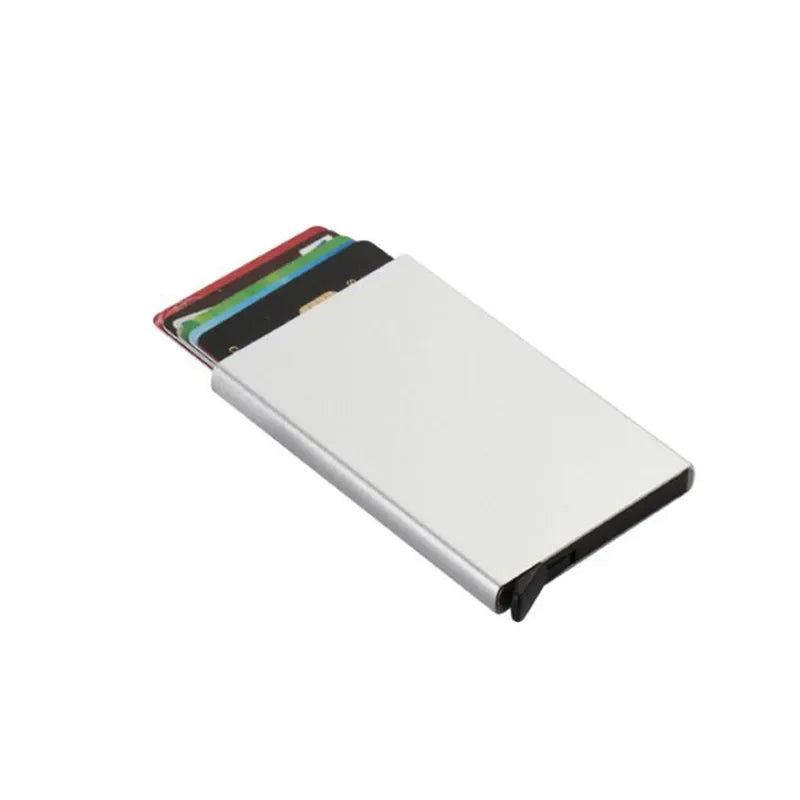 Automatic Flip Card Holder – Metal Anti-Theft Wallet with 12-Slot Side Push Design for Men