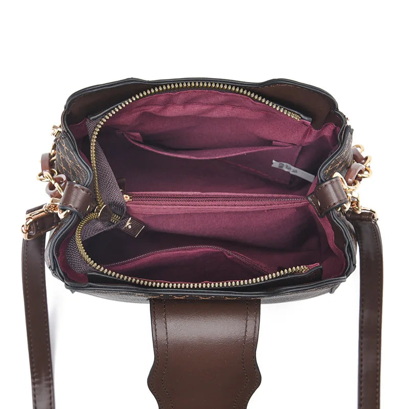 Luxury Check Print Bucket Bag – Flip Closure Shoulder & Crossbody Handbag for Women