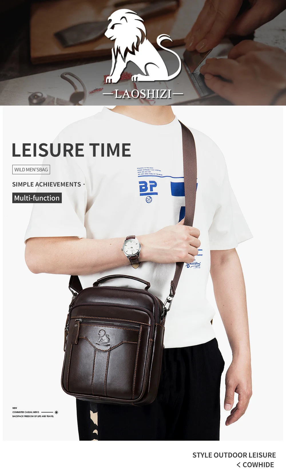 Classic Retro Men’s Cowhide Crossbody Bag