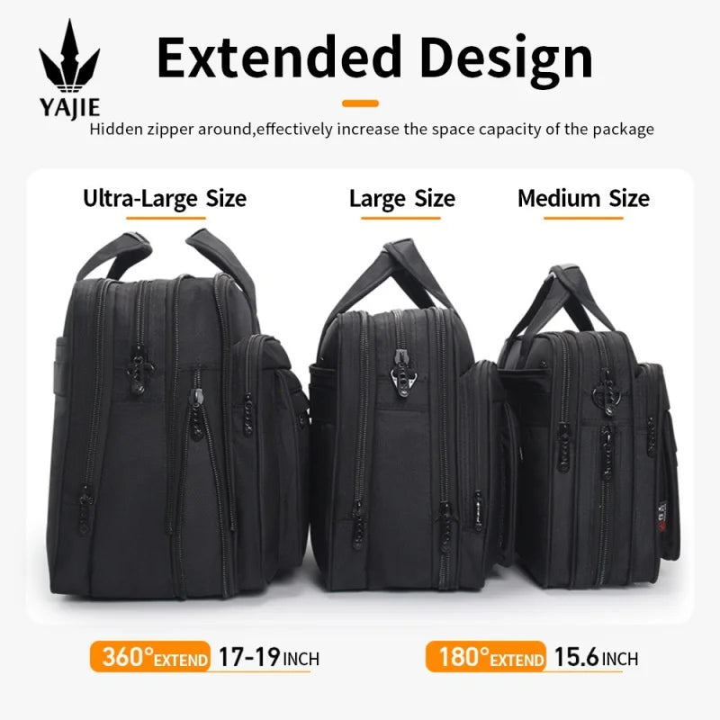 Men’s Canvas Laptop Briefcase – Large Capacity Business Bag for 15.6"–19" Devices