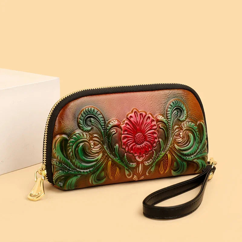 Printed Mini Handbag – Vintage Designer Wrist Bag with Phone & Coin Pocket