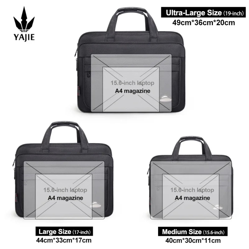 Men’s Canvas Laptop Briefcase – Large Capacity Business Bag for 15.6"–19" Devices