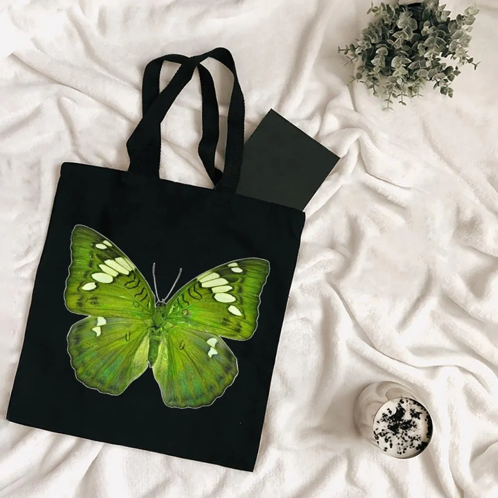 Butterfly Print Canvas Tote – Foldable, Reusable & Stylish