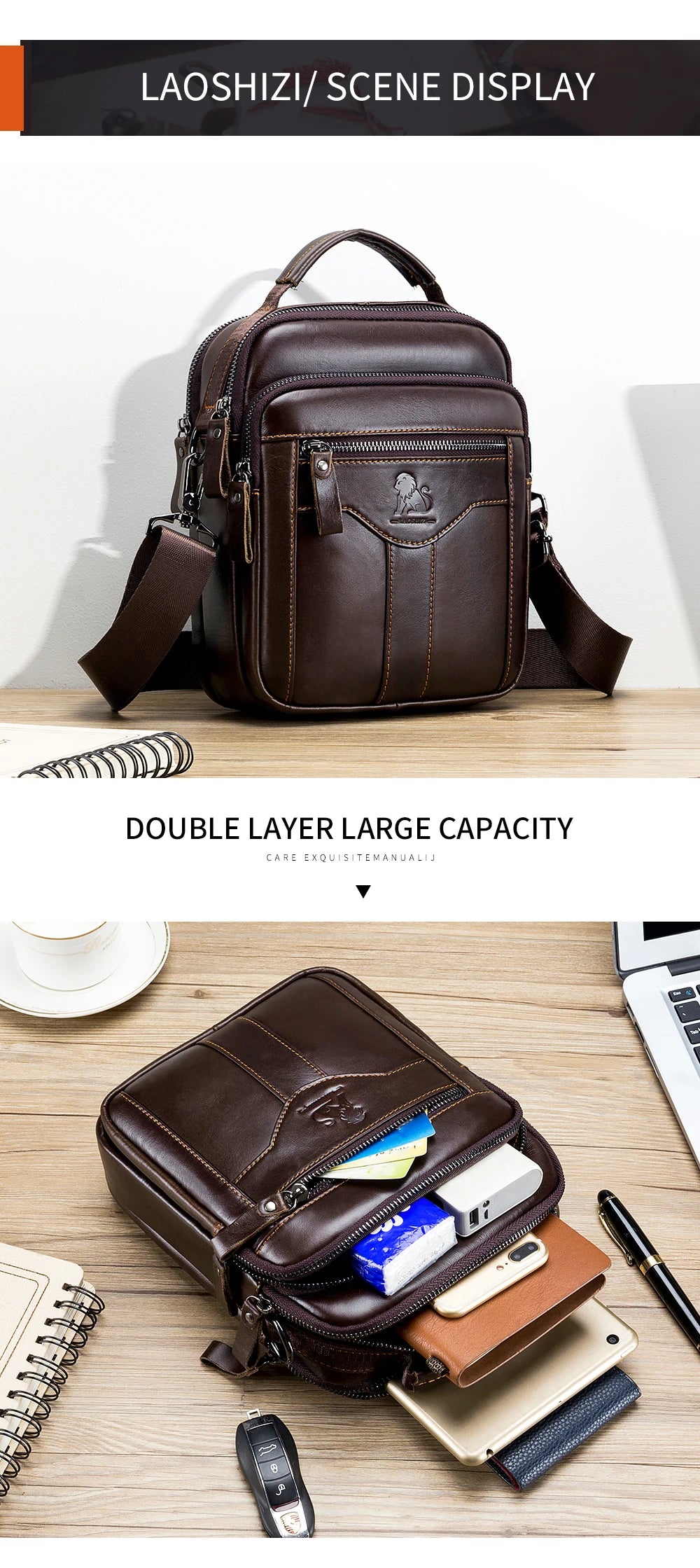 Classic Retro Men’s Cowhide Crossbody Bag