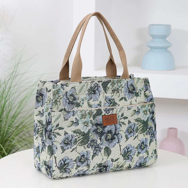 Floral Print Heavy Canvas Tote – High-Capacity Fashion Bag for Work & All Occasions