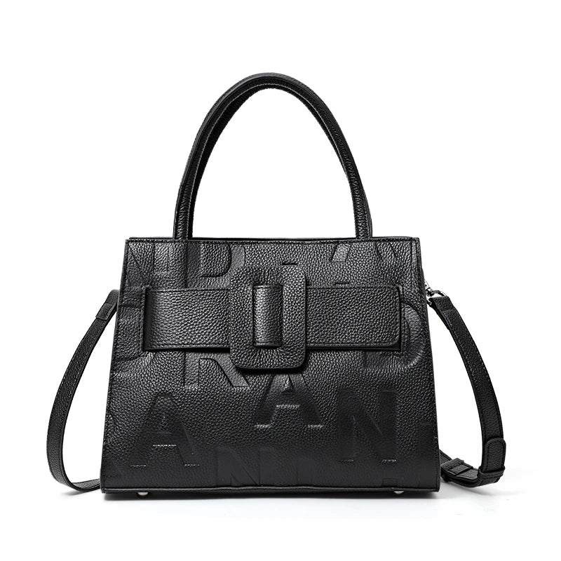 Letter-Shaped Genuine Leather Bag – Fashionable Crossbody & Shoulder Style for Women