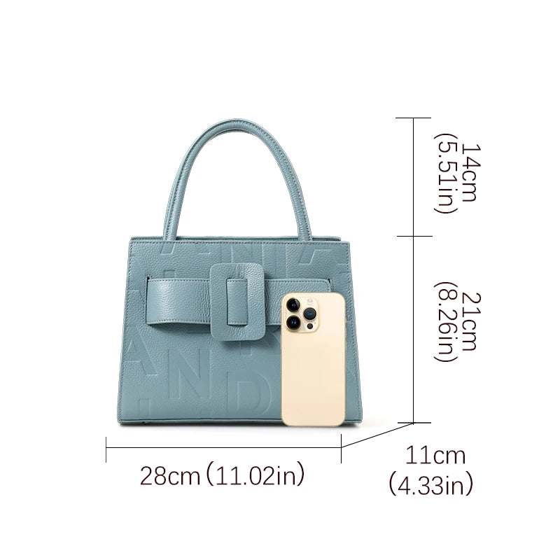 Letter-Shaped Genuine Leather Bag – Fashionable Crossbody & Shoulder Style for Women