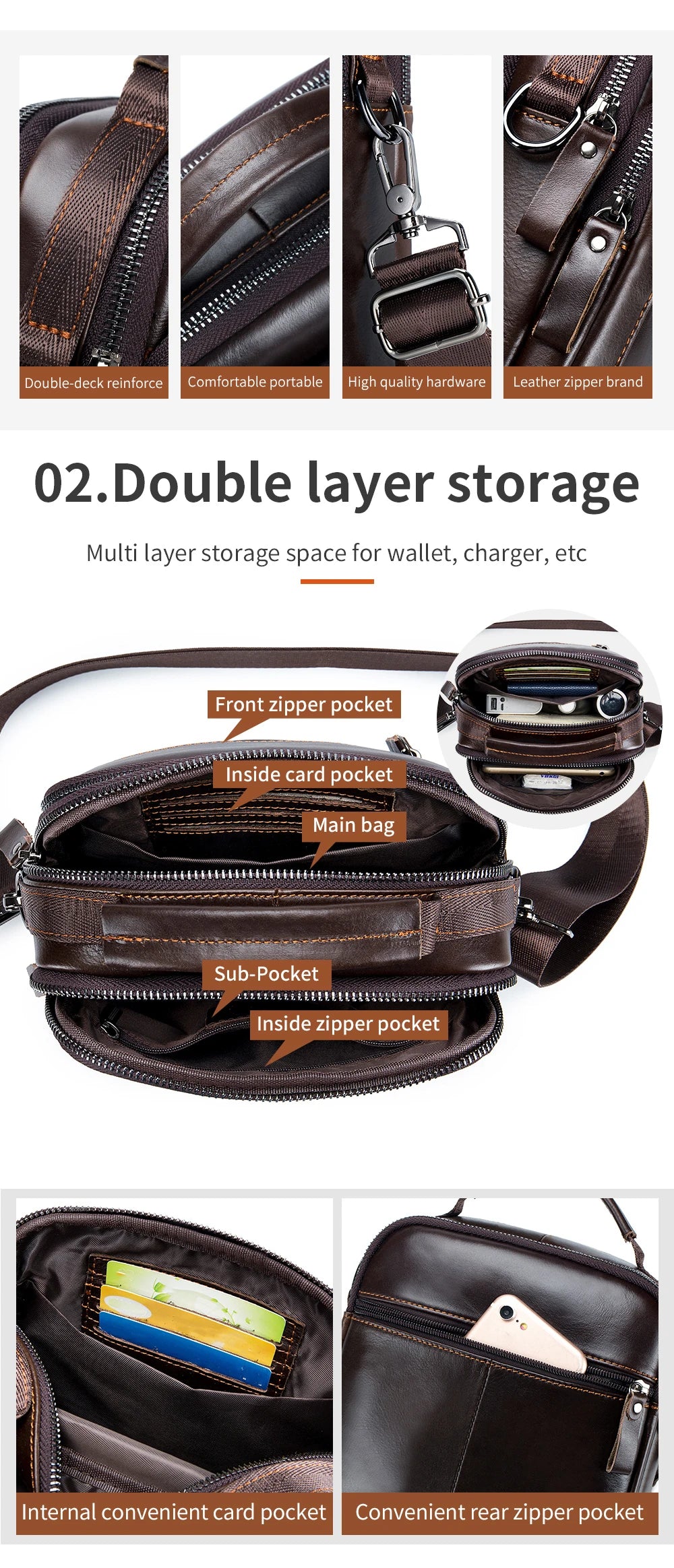 Classic Retro Men’s Cowhide Crossbody Bag