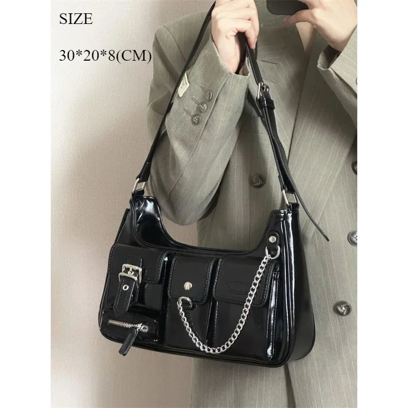 Richme Punk Y2K Bag – Harajuku Chain PU Crossbody for Women