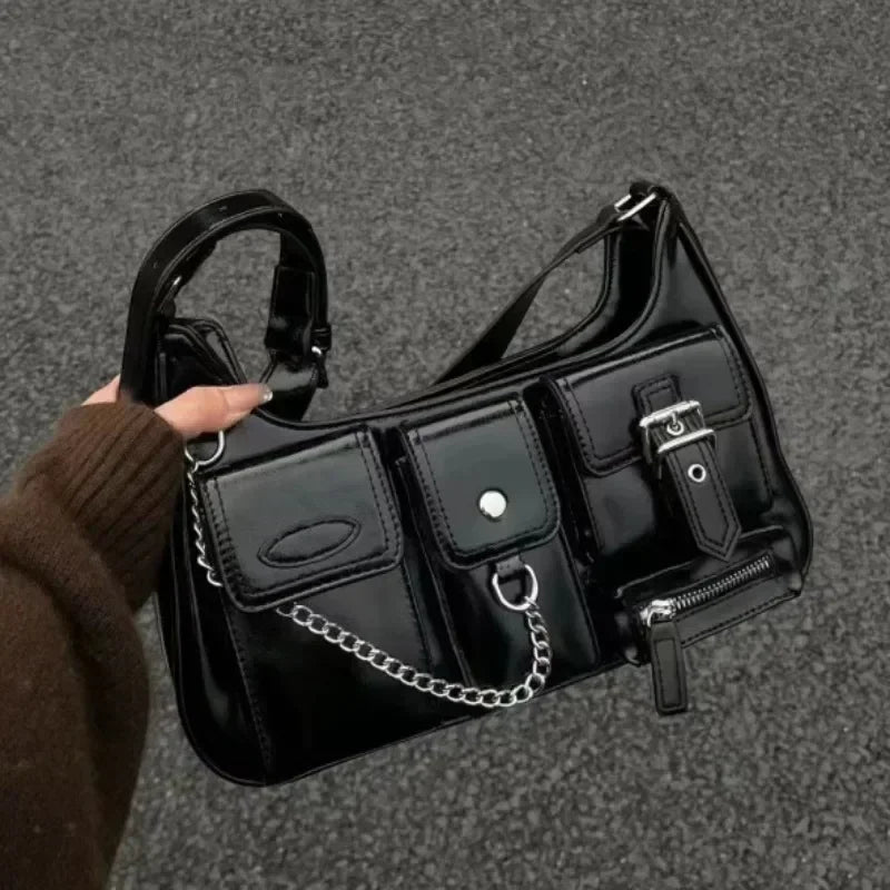 Richme Punk Y2K Bag – Harajuku Chain PU Crossbody for Women