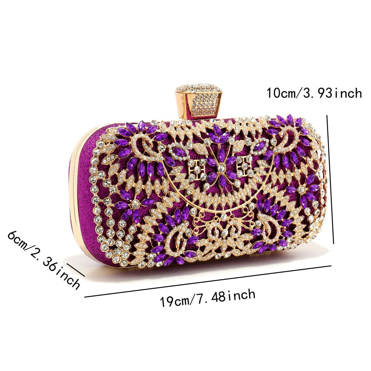 Golden Diamond Clutch – Small Wedding & Party Bag with Chain and Metal Handle