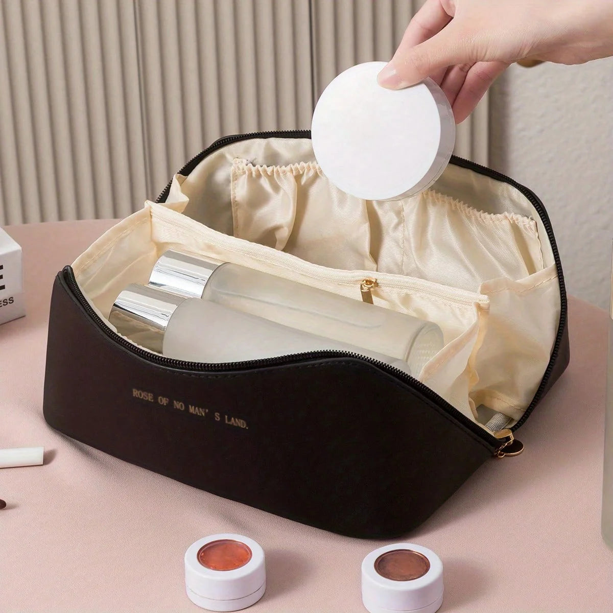 Luxury Travel Makeup Organizer – Zippered Cosmetic & Toiletry Storage Bag for Women