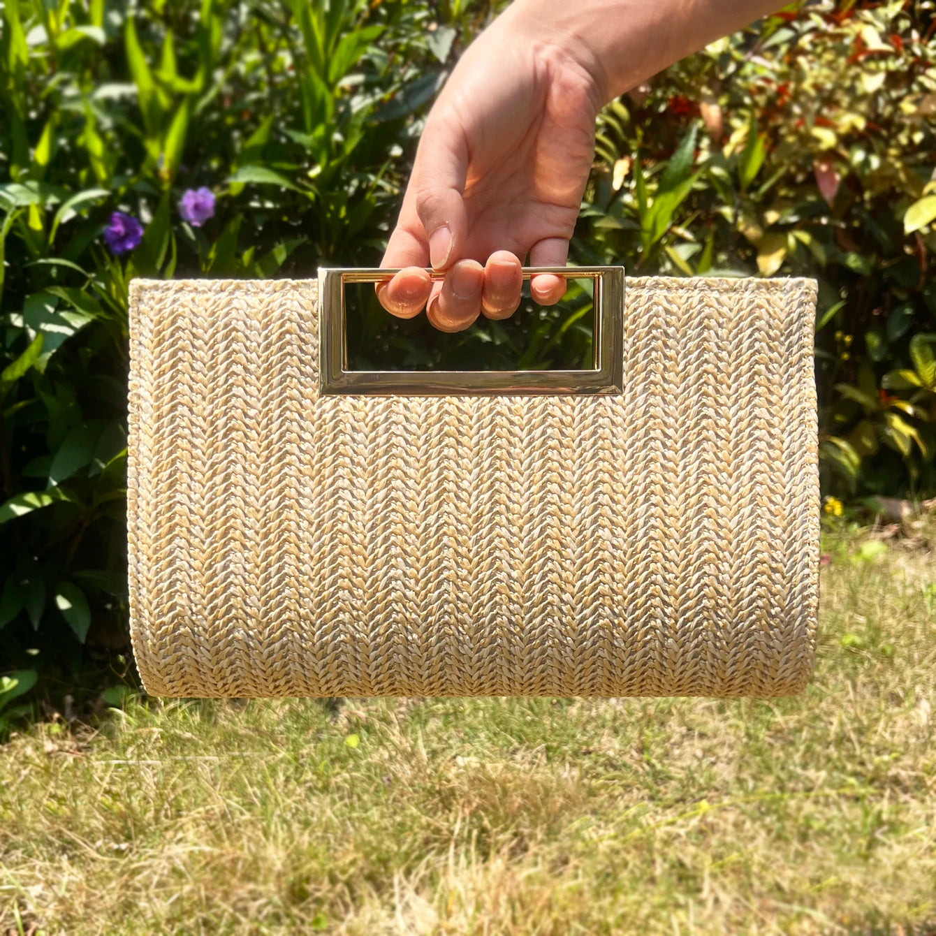 Purses and handbag Women's bag Straw Handbag Clutch Purse With Metal Chain Handbags designer bags for women
