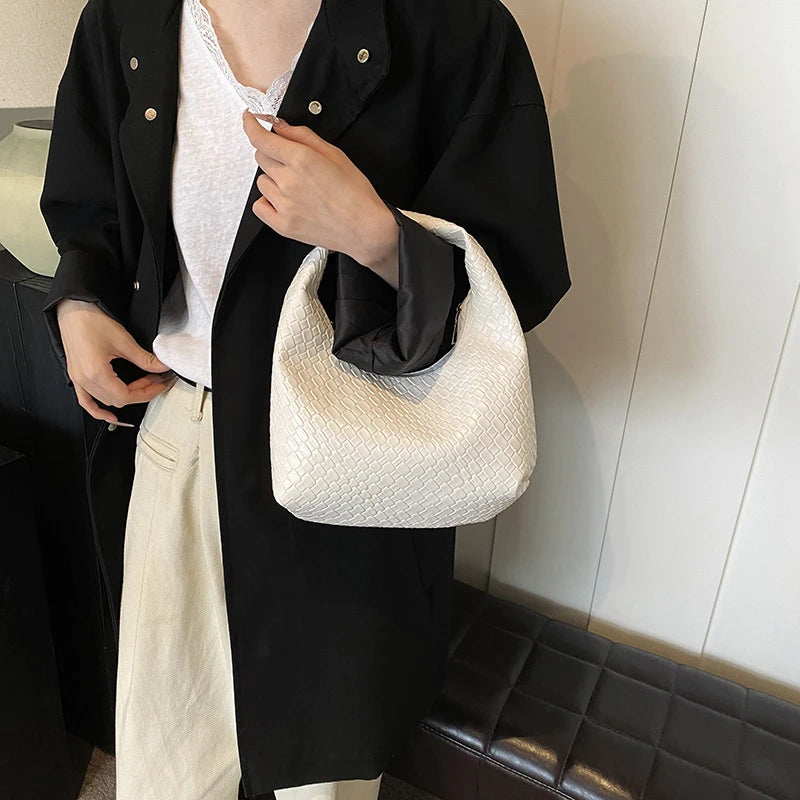 Soft Embossed Top-Handle Shoulder Bag