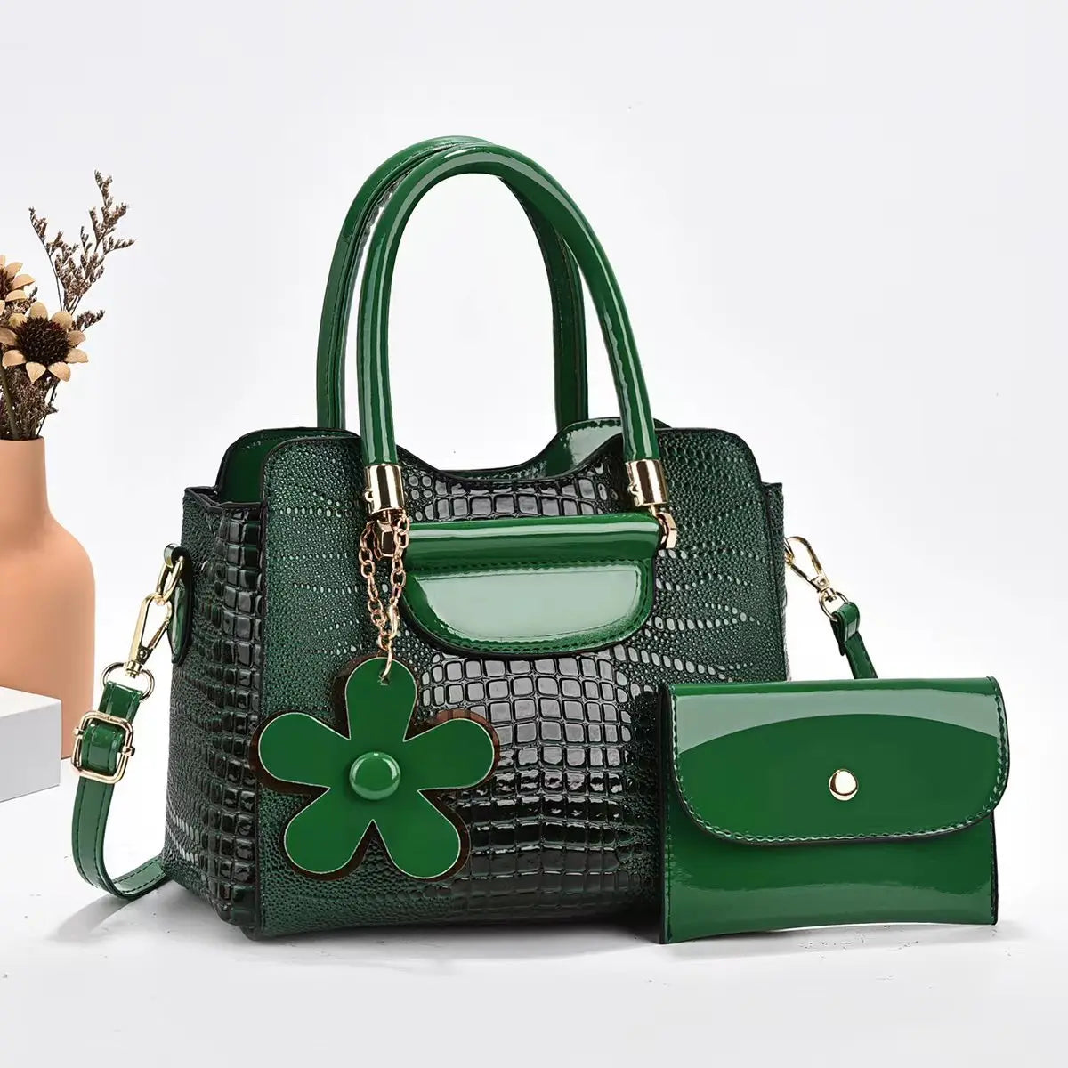 2-Piece PU Leather Bag Set – Classic Tote & Clutch Combo