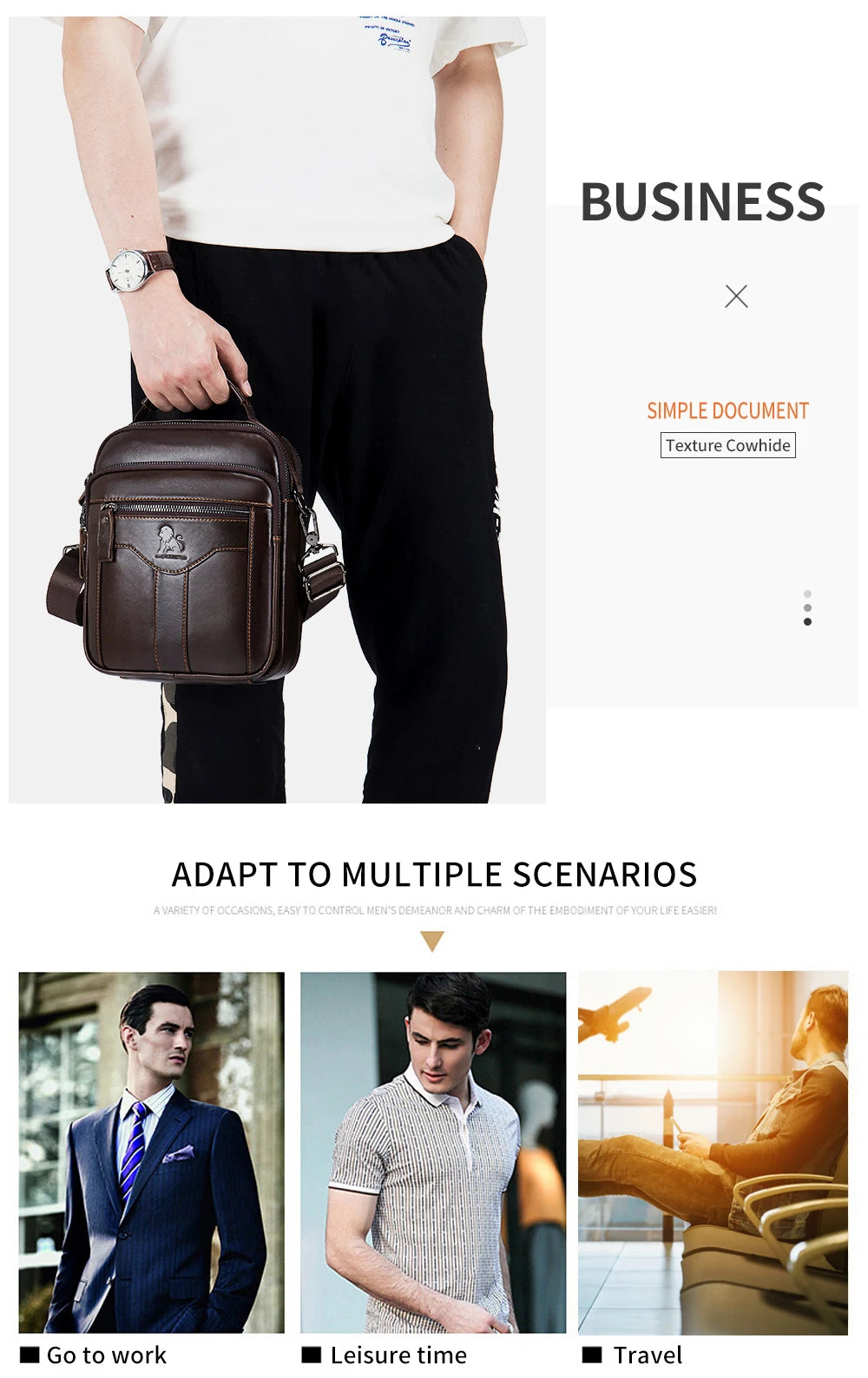 Classic Retro Men’s Cowhide Crossbody Bag