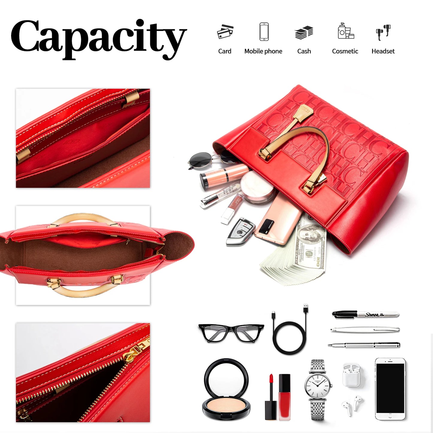CHCH Embossed Handbag – Spacious, Stylish & Business-Ready