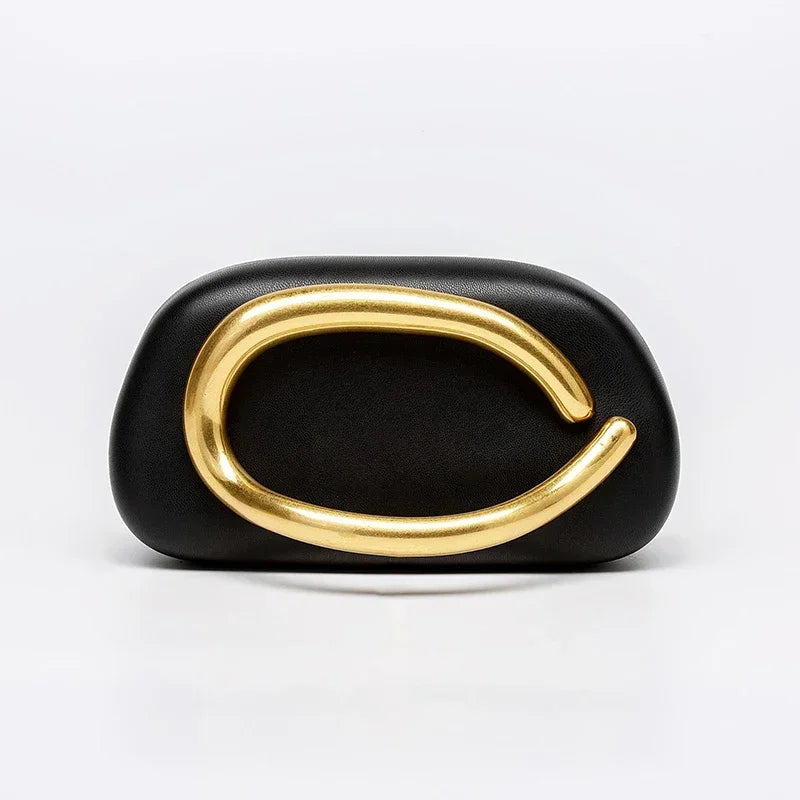 Leather Box Bag – Metal Detail Crossbody & Evening Clutch for Women