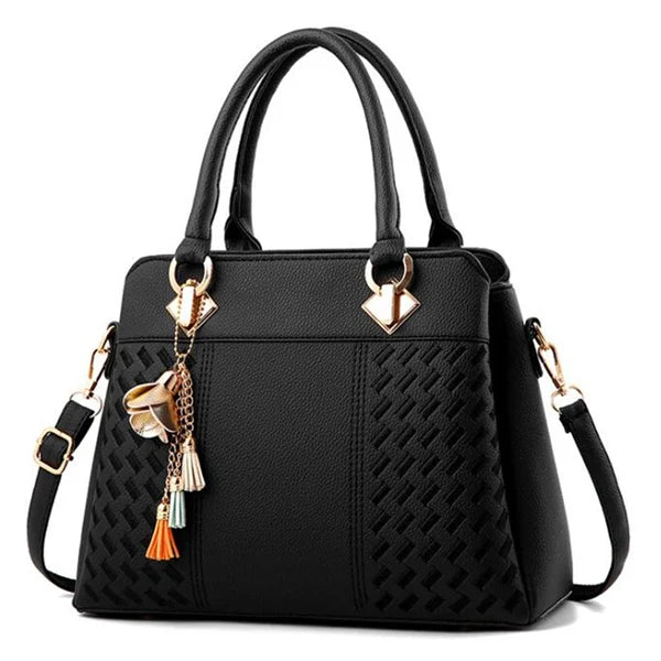 Gusure Embroidered Tote – Elegant, Spacious & Tassel-Accented