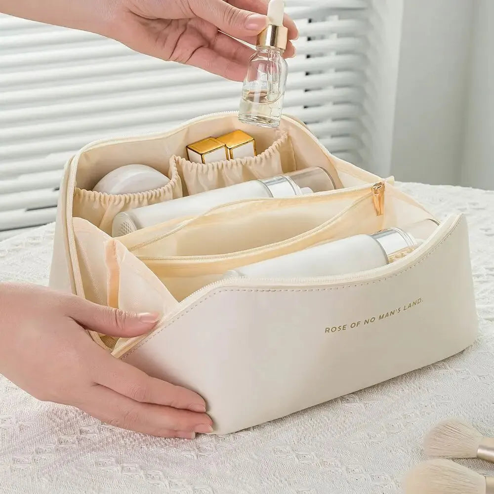 Luxury Travel Makeup Organizer – Zippered Cosmetic & Toiletry Storage Bag for Women