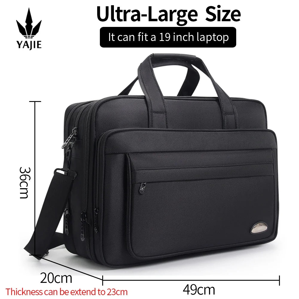 Men’s Canvas Laptop Briefcase – Large Capacity Business Bag for 15.6"–19" Devices