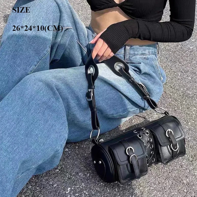 Richme Punk Y2K Bag – Harajuku Chain PU Crossbody for Women