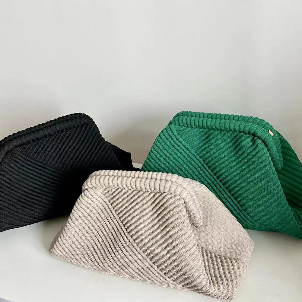 Chic Corduroy Evening Clutch – Large Fashion Shoulder Bag with Chain Strap