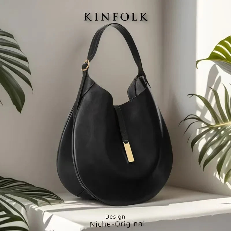 Chic Ruffle Dumpling Bag – Trendy Chamois Leather Underarm & Moon Tote for Women