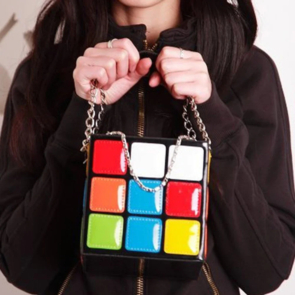 Chic Cubic Box Bag – Designer Leather Chain Tote for Women