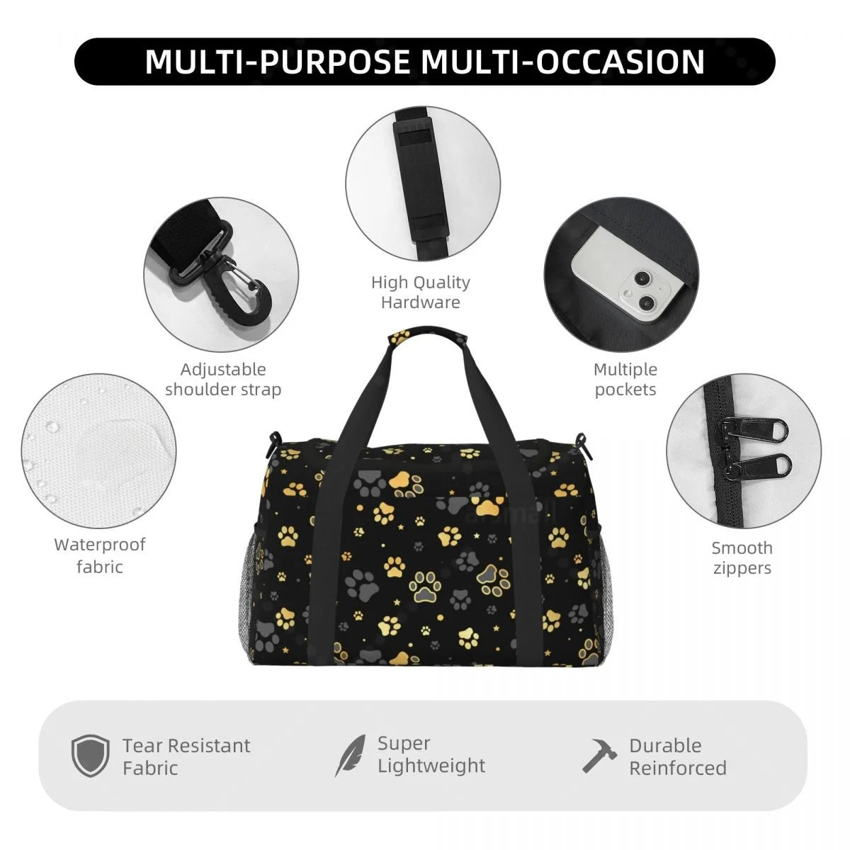Dog Paw Travel Tote – Lightweight, Durable & Spacious Handbag for Daily Use