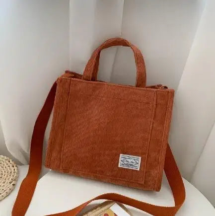 Fashionable Corduroy Shoulder Bag – Large Capacity