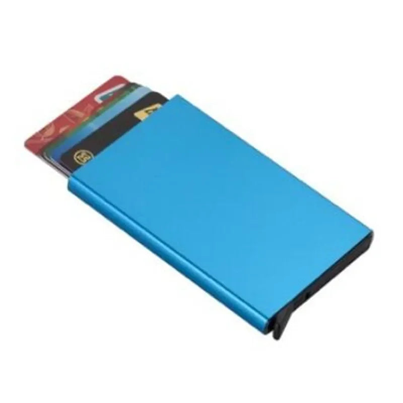 Automatic Flip Card Holder – Metal Anti-Theft Wallet with 12-Slot Side Push Design for Men