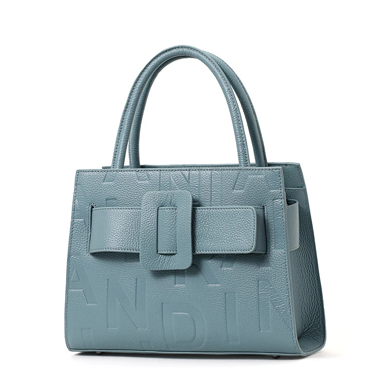 Letter-Shaped Genuine Leather Bag – Fashionable Crossbody & Shoulder Style for Women