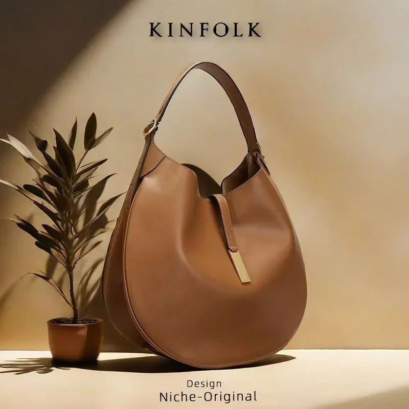 Chic Ruffle Dumpling Bag – Trendy Chamois Leather Underarm & Moon Tote for Women