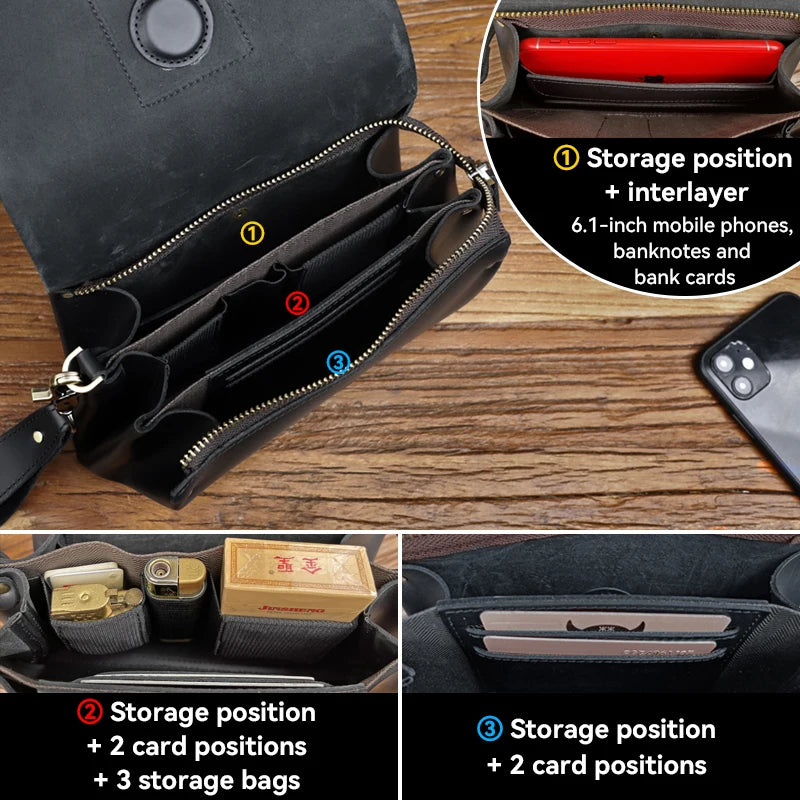 Genuine Cowhide Leather Clutch – Men’s Long Wallet & Passport Organizer
