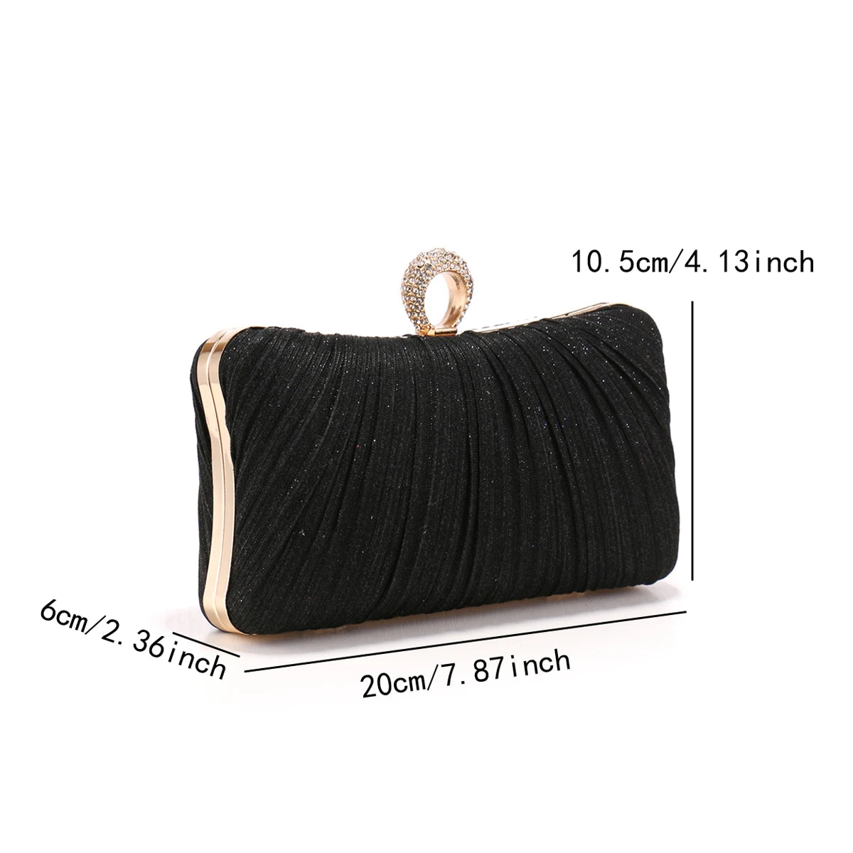 Valentine’s Diamond Ring Clutch – Ruched Evening Bag with Chain for Prom & Dinner