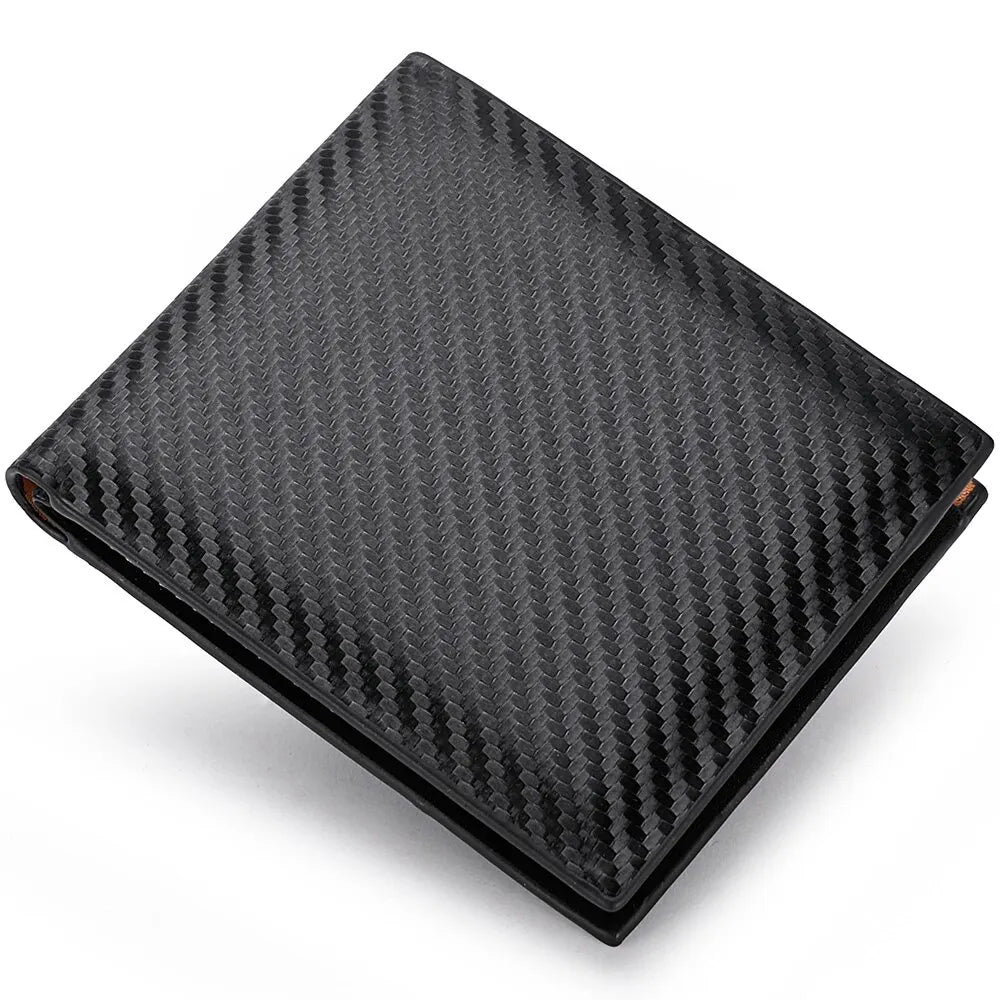 Carbon Fiber Short Wallet – Men’s Card Holder with Integrated Zipper Coin Pocket