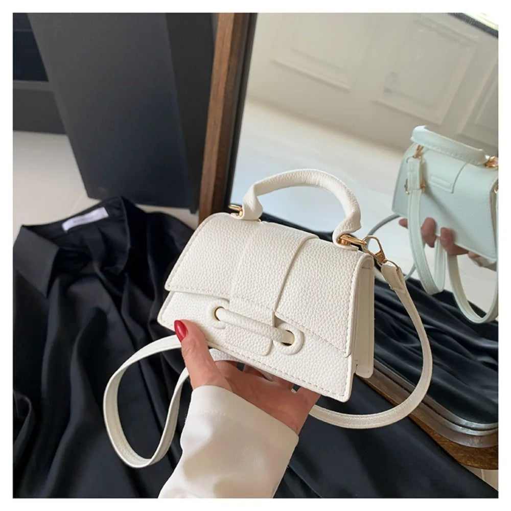 Solid Color Leather Bag – Stylish Hand-Carry & Messenger Mini Bag
