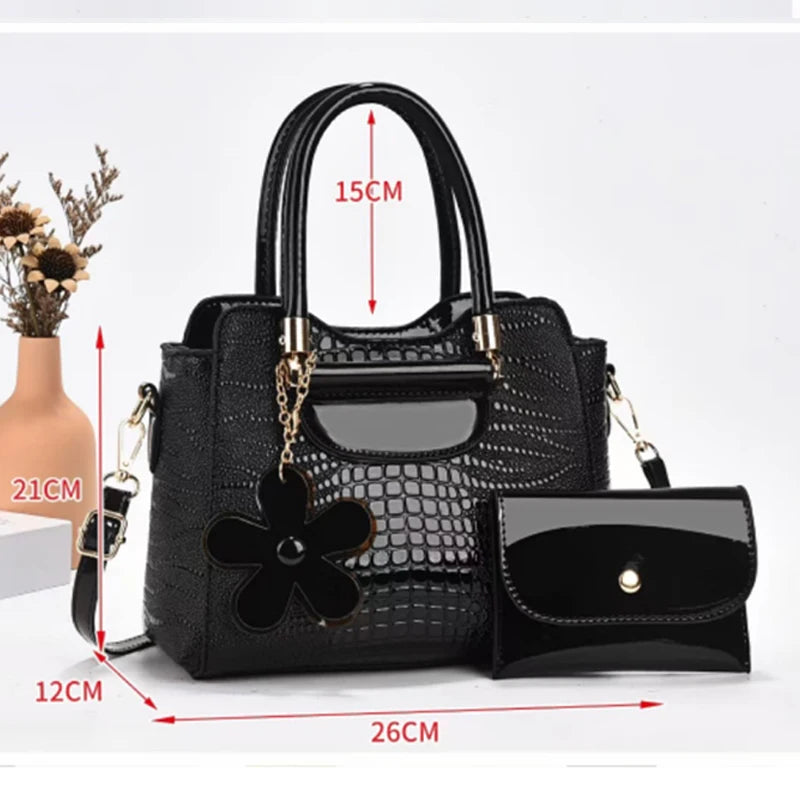 2-Piece PU Leather Bag Set – Classic Tote & Clutch Combo