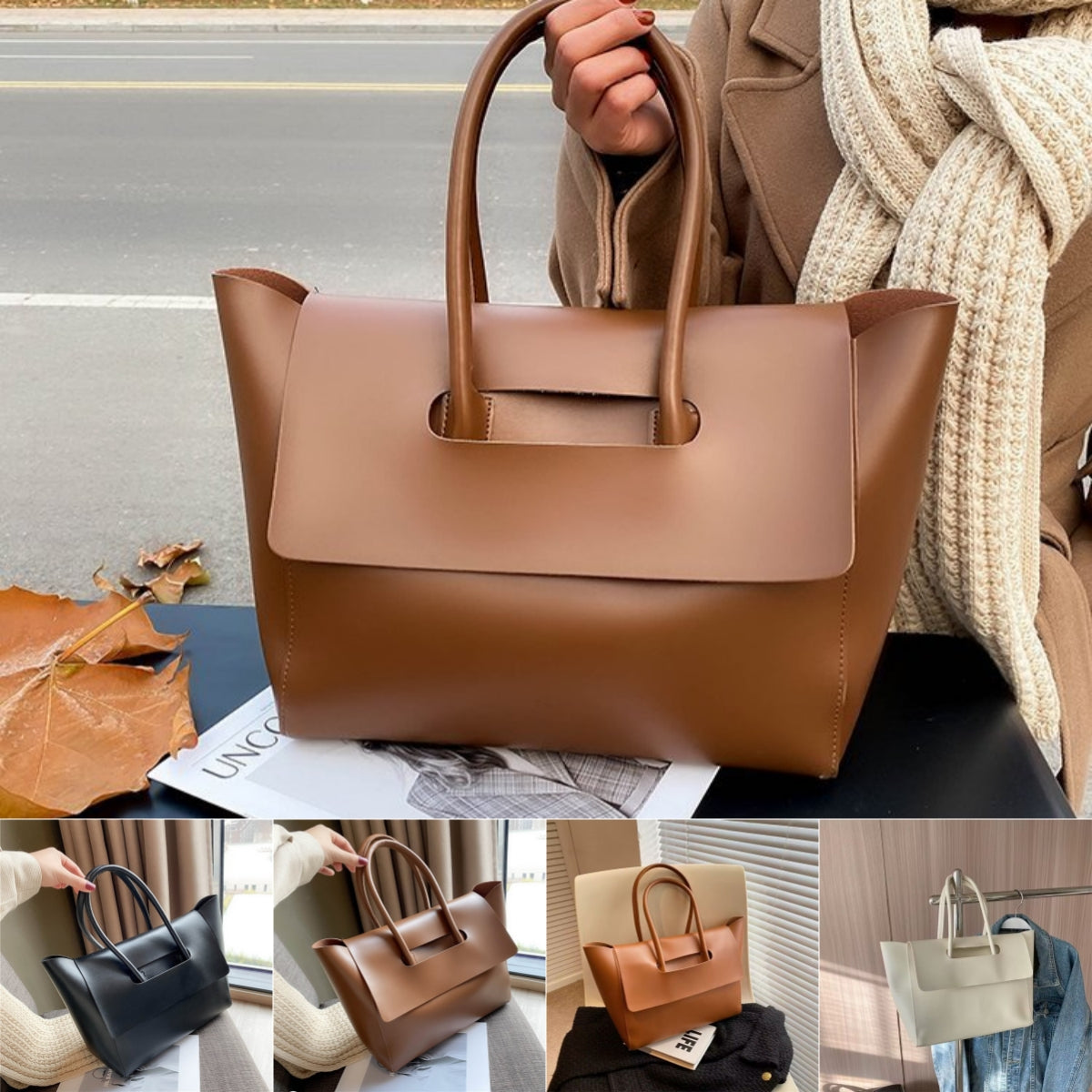 Luxury Women’s Shoulder Bag – Soft Premium Leather Feel, Large Capacity Designer Tote, Timeless Retro Elegance