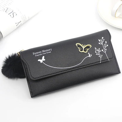 Butterfly PU Leather Wallet – Women’s Designer Clutch with Card & Phone Pocket