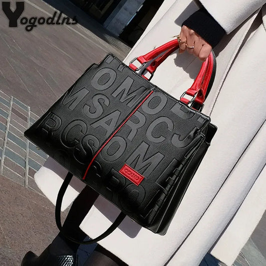 Leather Designer Tote – Casual Large-Capacity Crossbody Shoulder Bag for Women
