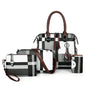 Plaid Tassel Handbag Set – 4-Piece Designer Travel Tote