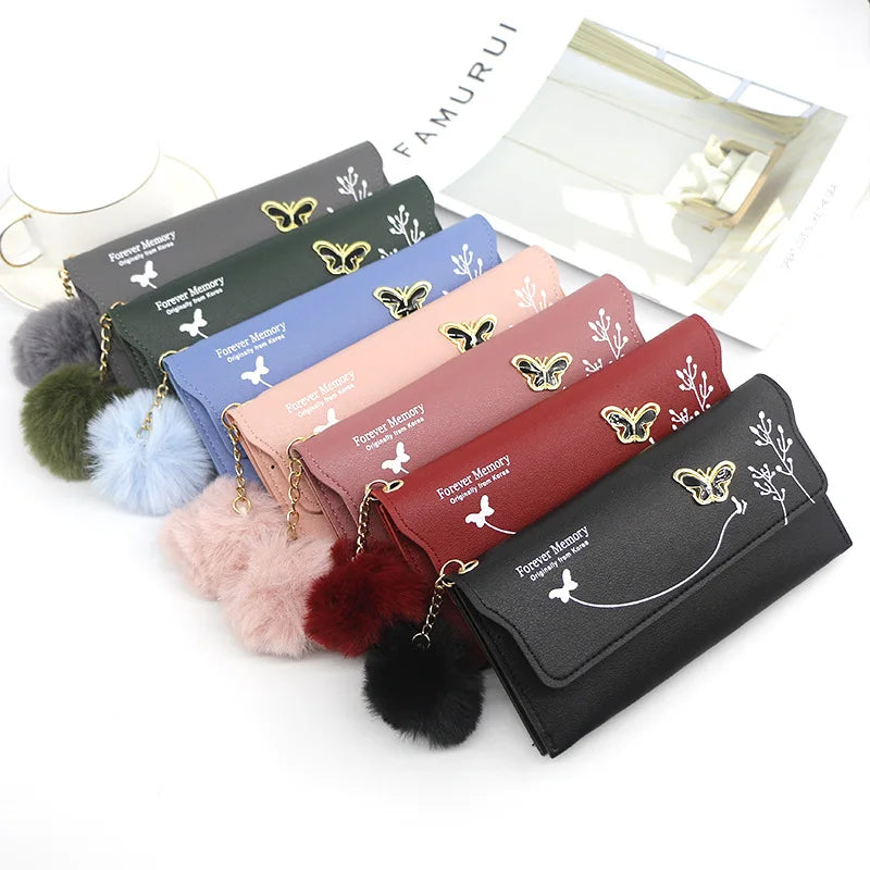 Butterfly PU Leather Wallet – Women’s Designer Clutch with Card & Phone Pocket