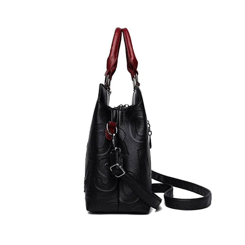Leather Designer Tote – Casual Large-Capacity Crossbody Shoulder Bag for Women