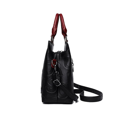 Leather Designer Tote – Casual Large-Capacity Crossbody Shoulder Bag for Women