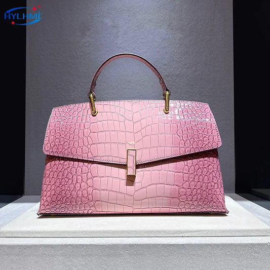 Luxury Crocodile Pattern Shell Bag – Women’s Fashion Top Handle & Crossbody Handbag