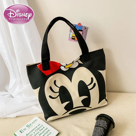 Disney Mickey & Donald Canvas Tote – Large-Capacity Fashion Shoulder Bag for Women