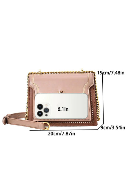 Trendy Flap Square Bag – Women’s Faux Leather Crossbody with Chain Detail
