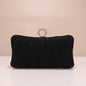 Valentine’s Diamond Ring Clutch – Ruched Evening Bag with Chain for Prom & Dinner